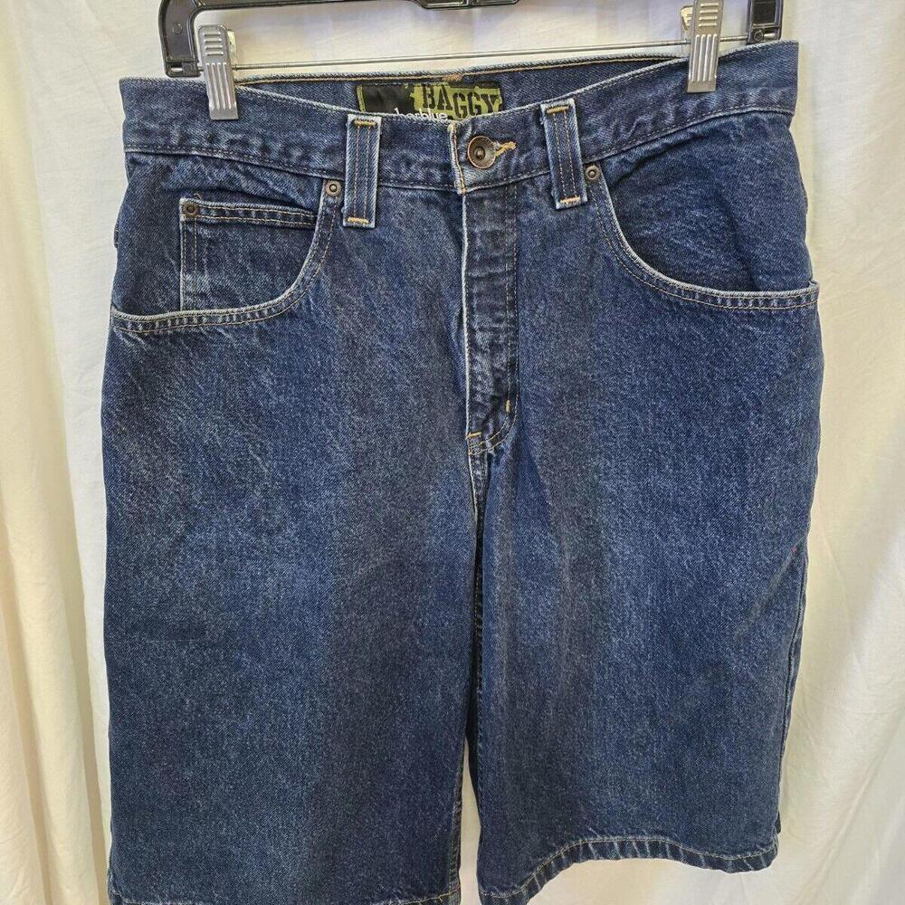 Vintage Y2K Anchor Blue BAGGY Skate Light Wash Denim Blue Jean Shorts Mens‎ 31 - Picture 3 of 15